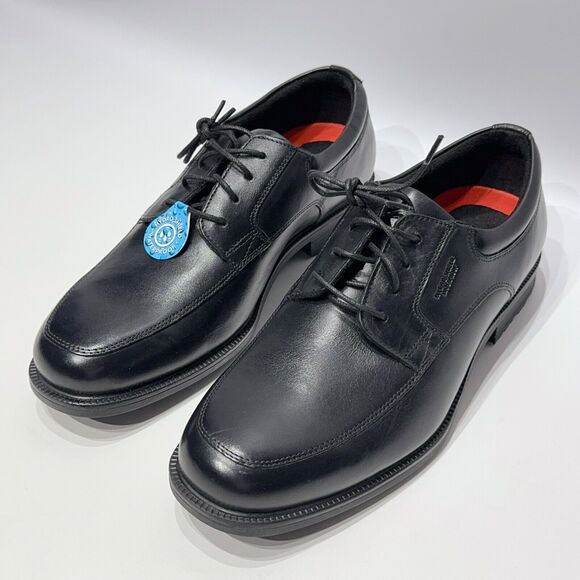 NWOB Rockport Essential Waterproof Apron Toe Oxford Black Leather Men's 9 X-Wide - Picture 5 of 12